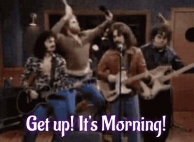 Men Singing Playing Guitars Get Up It's Morning GIF