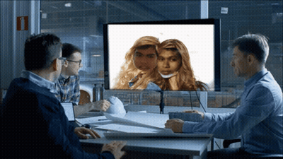 Men Sitting Around Computer Monitor GIF