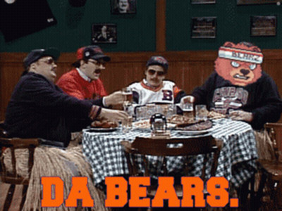 Men Sitting Around Table Saying Da Bears GIF