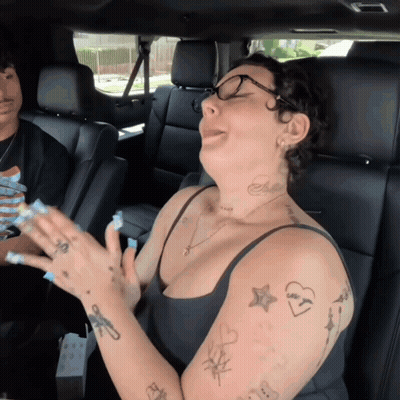 Men Sitting On Bus With Boombox GIF