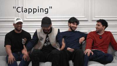 Men Sitting On Couch Clapping GIF