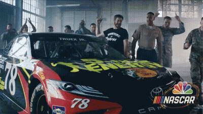 Men Standing Around Race Car Number 78 GIF