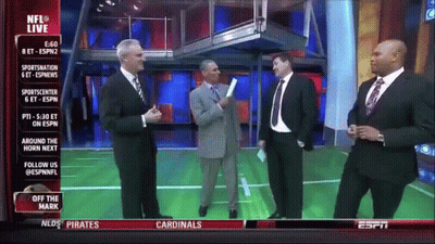 Men Standing In Front Of NFL Live Screen GIF