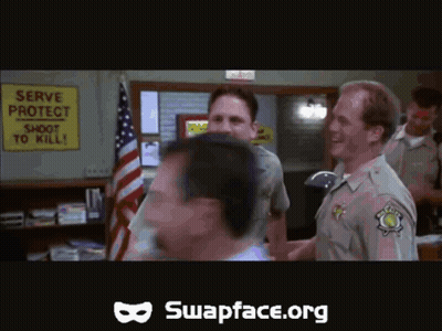 Men Standing In Front Of Serve Protect Shoot To Kill Sign GIF