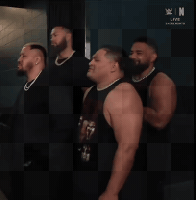 Men Standing In Front Of WWE Live Sacramento Wall GIF
