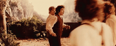 Men Standing On Balcony Talking GIF