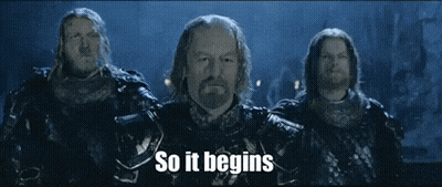 Men Standing Together Saying So It Begins GIF