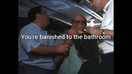 Men Standing With Banishment Message GIF