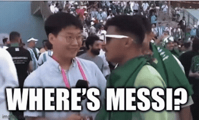 Men Talking In Crowd Where's Messi GIF