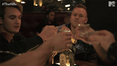 Men Toasting With Tequila Bottle GIF