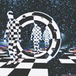 Men Walking Checkered Illusion GIF