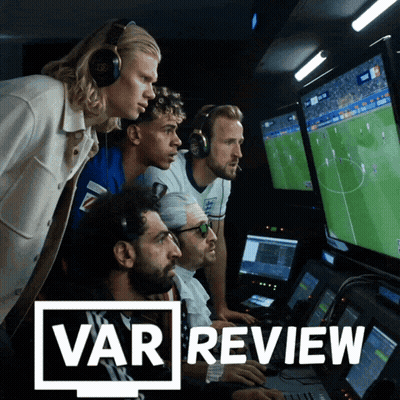 Men Watching Soccer Game VAR Review GIF