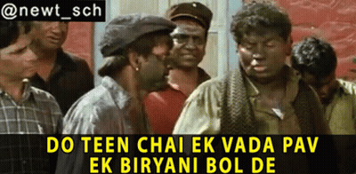 Men With Caption Do Teen Chai Ek Vada Pav GIF