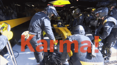 Men Working On Race Car With Karma In Red GIF