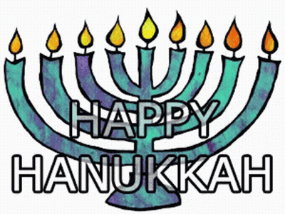 Menorah With Candles Saying Happy Hanukkah GIF