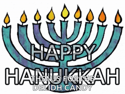 Menorah With Candles Saying Happy Hanukkah GIF