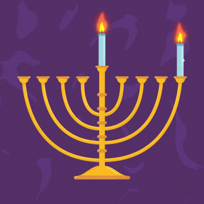 Menorah With Four Lit Candles GIF
