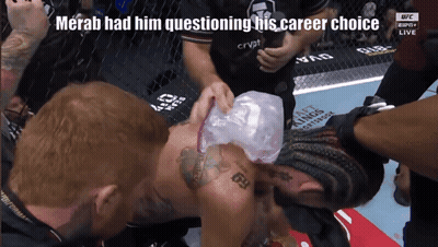 Merab Questioning His Career Choice On UFC Broadcast GIF
