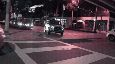 Mercedes Driving At Night With Purple Light GIF