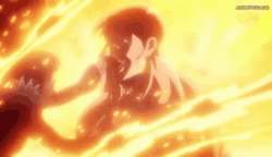 Merlin Kissing Escanor In Flaming Background GIF