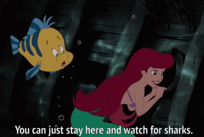 Mermaid And Fish Stay Here And Watch For Sharks GIF