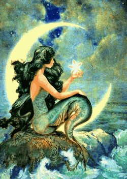 Mermaid And Moon Animation GIF
