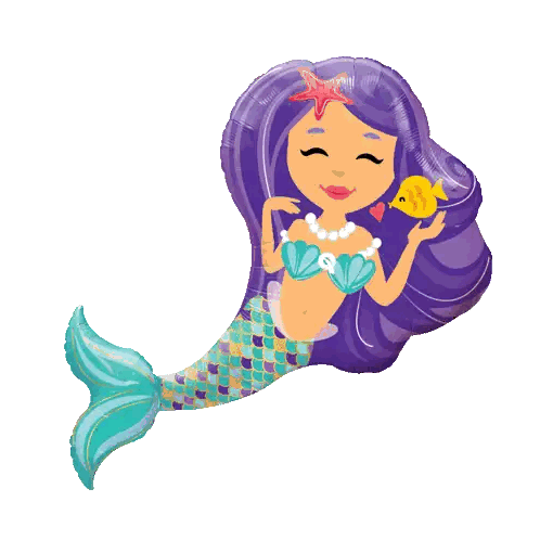 Mermaid Balloon With Purple Hair Sticker
