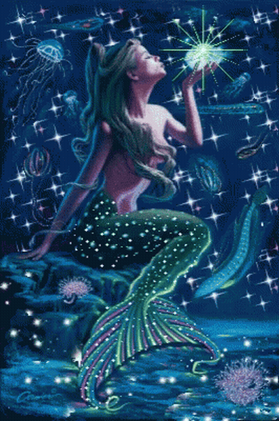 Mermaid Holding Glowing Object GIF