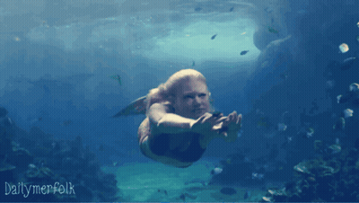 Mermaid Swimming In Ocean With Dailymerfolk GIF