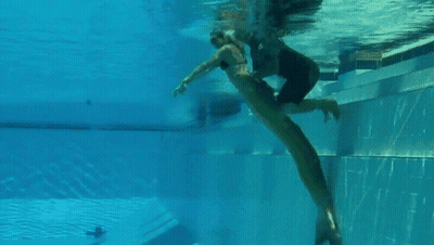 Mermaid Swimming In Pool With Person GIF
