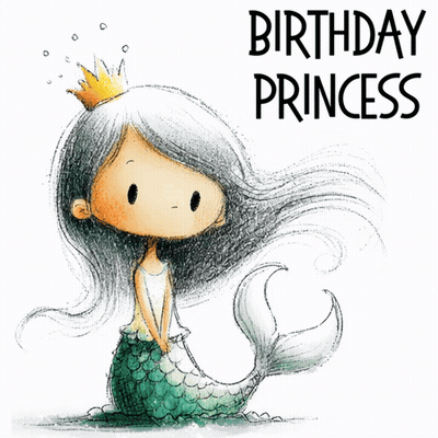 Mermaid With Birthday Princess Text GIF