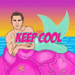 Merman Staying Cool On The Rock GIF