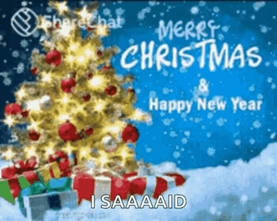Merry Christmas And Happy New Year Card With Christmas Tree GIF
