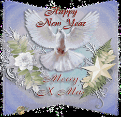 Merry Christmas And Happy New Year Dove Xmas Wreaths  GIF