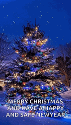 Merry Christmas And Happy New Year Safe Snowing Christmas Tree Outdoor GIF