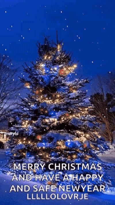 Merry Christmas And Happy New Year With Christmas Tree GIF