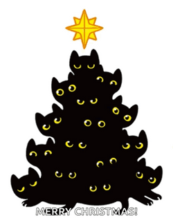 Merry Christmas Animated Black Xmas Tree GIF