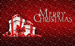 Merry Christmas Animated Gifts With Red Background GIF