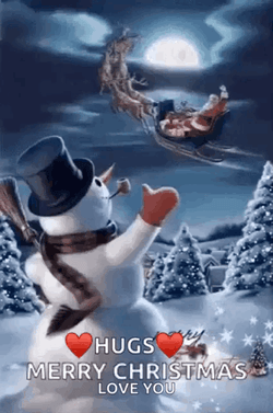 Merry Christmas Animated Snowman Waving Bye GIF