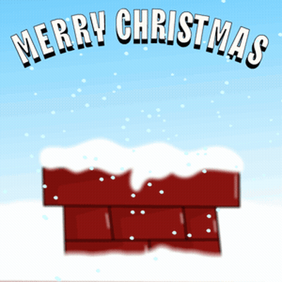 Merry Christmas Card With Brick Chimney GIF