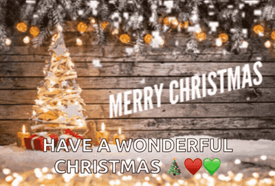 Merry Christmas Card With Christmas Tree And Gifts GIF