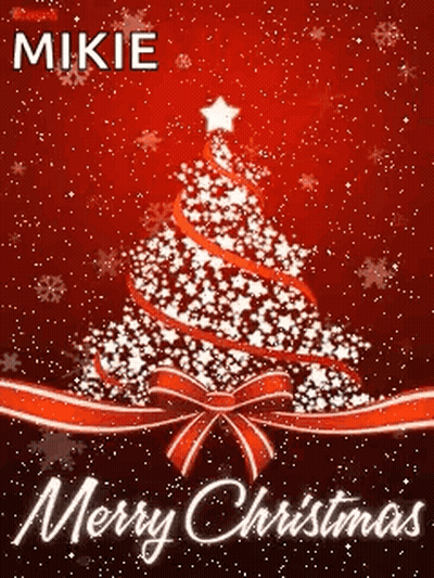 Merry Christmas Card With Christmas Tree And Mike GIF