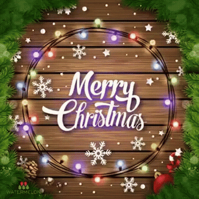 Merry Christmas Card With Christmas Tree And Rabbit GIF