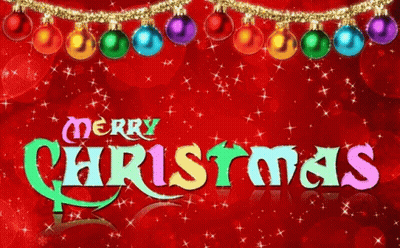 Merry Christmas Card With Colorful Ornaments GIF