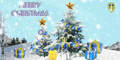 Merry Christmas Card With Snowy Christmas Tree GIF
