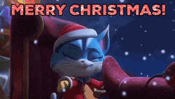 Merry Christmas Cat Waving Goodbye GIF