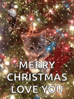 Merry Christmas Daughter Glittering Kitty On Tree GIF