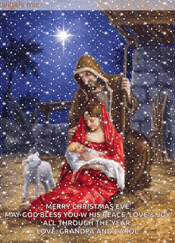 Merry Christmas Eve May God Bless You W His Peace Love & Joy All Through The Year Love Grandma And Carol GIF