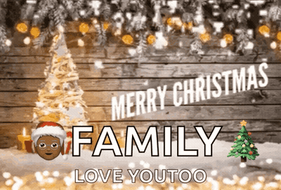 Merry Christmas Family Love You Too Greeting Card With Christmas Tree GIF