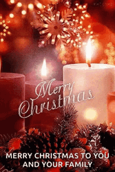 Merry Christmas Family Red Candles Stars GIF